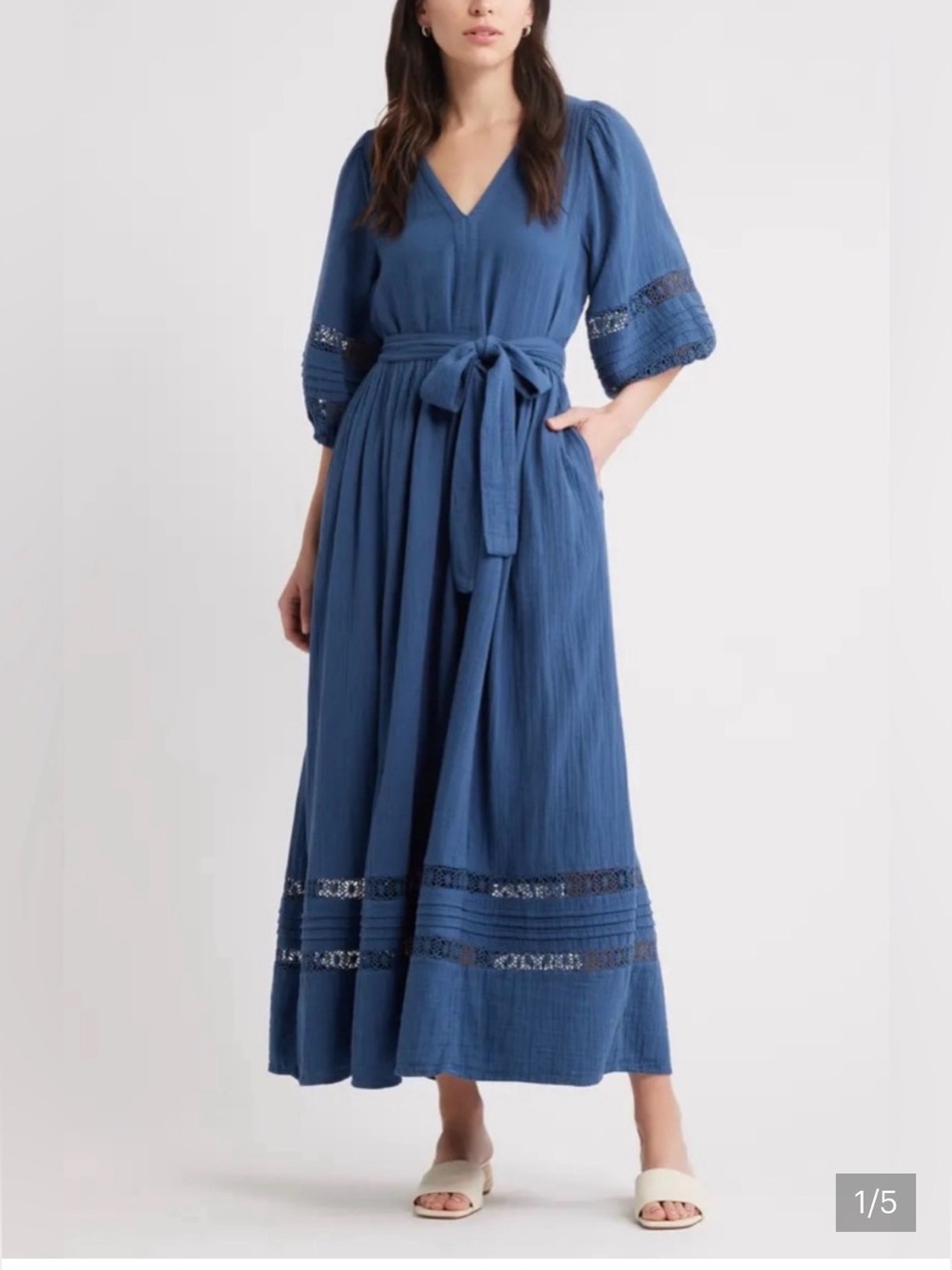 NWOT Caslon 100% cotton blue Maxi dress size 1X